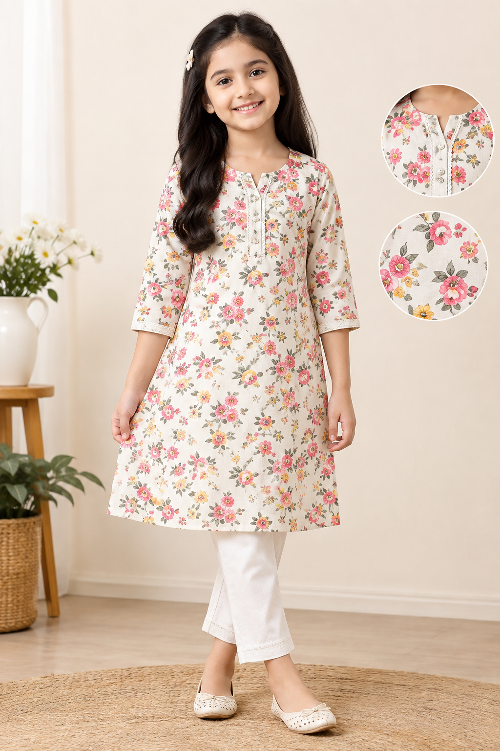 Floral Print Cotton Kurti