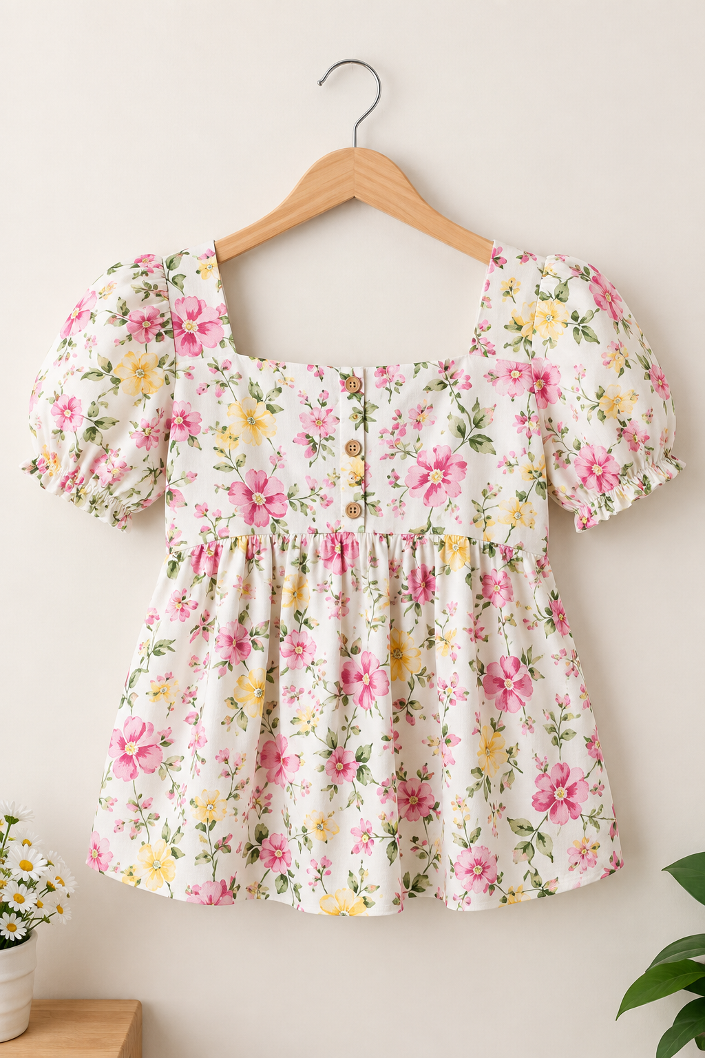 Girls Floral Print Cotton