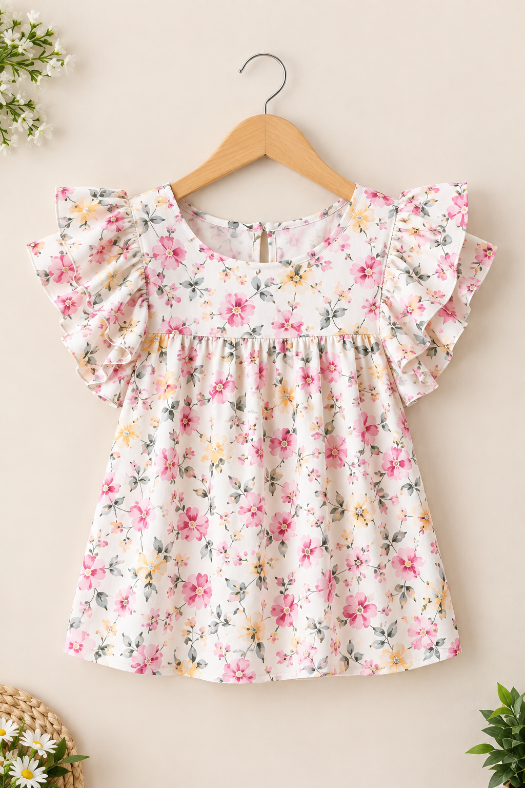 Girls Ruffle Sleeve Casual Top