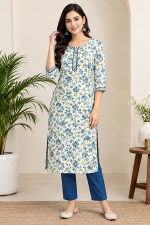 Printed Rayon Straight Kurti