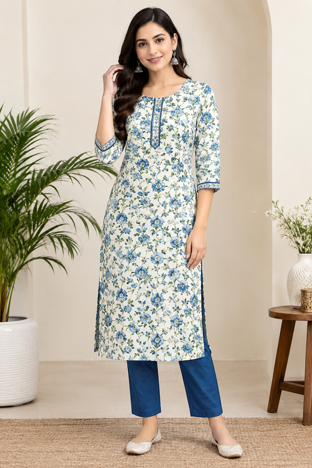 Printed Rayon Straight Kurti