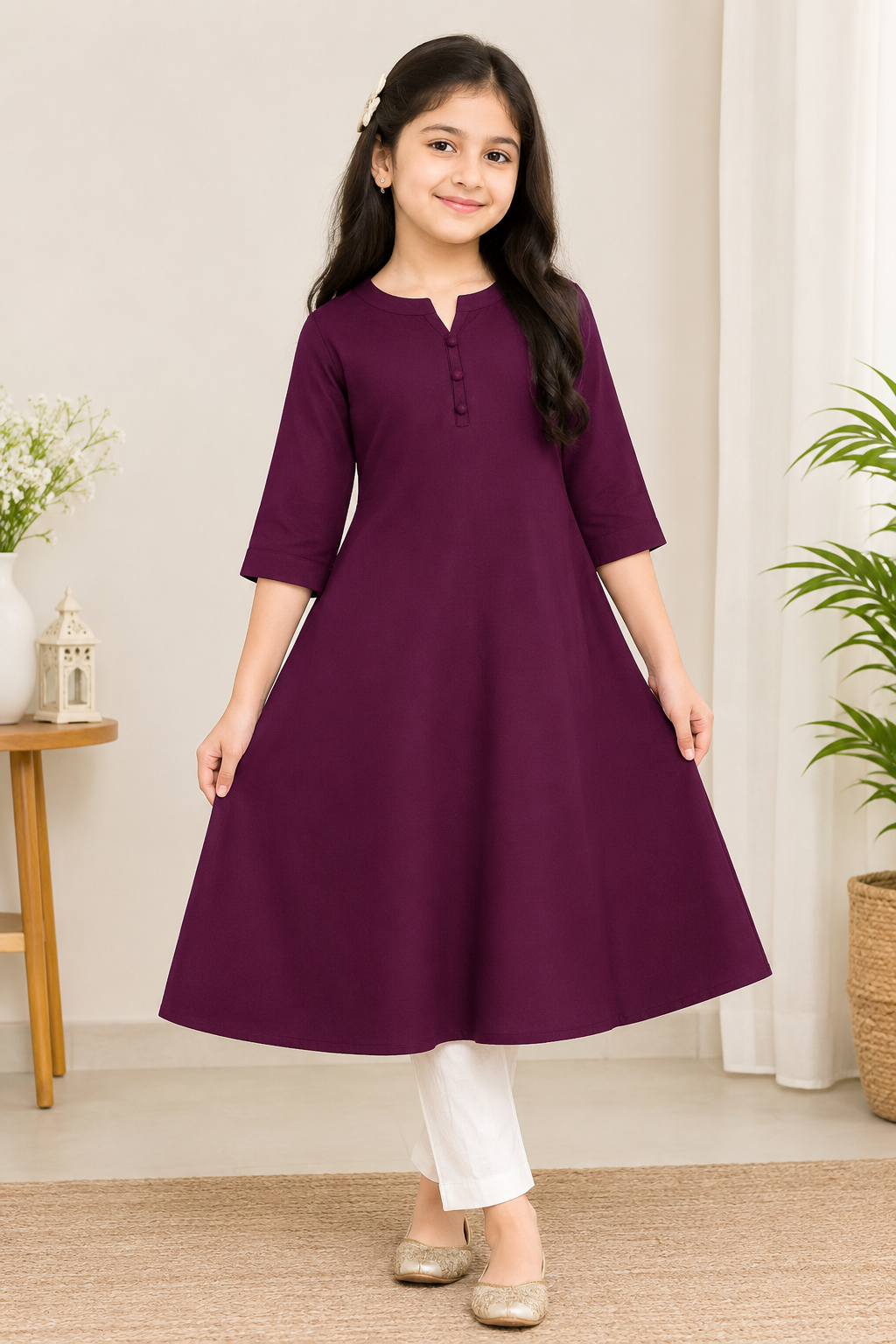 Solid A-Line Designer Kurti